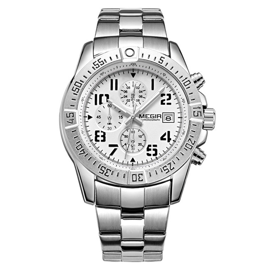 MEGIR Men's Business Quartz Watches Top Luxury Brand Casual Wristwatch Waterproof Date Clock Stainless Steel Man Chronograph