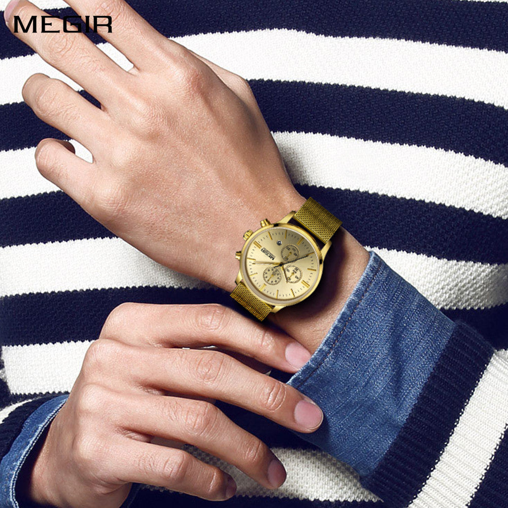 MEGIR Men's Quartz Watch Top Brand Luxury Wristwatch Waterproof Business Clock Date Wrist Watch Chronograph reloj hombre 2011
