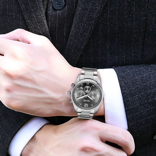 MEGIR Fashion Men Watches Luxury Stainless Steel Business Wristwatch Waterproof Date Quartz Man Clock Relogio Masculino