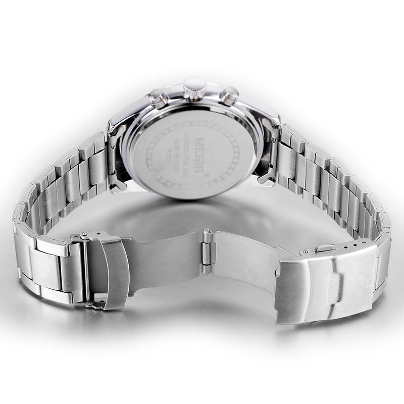 MEGIR Fashion Men Watches Luxury Stainless Steel Business Wristwatch Waterproof Date Quartz Man Clock Relogio Masculino