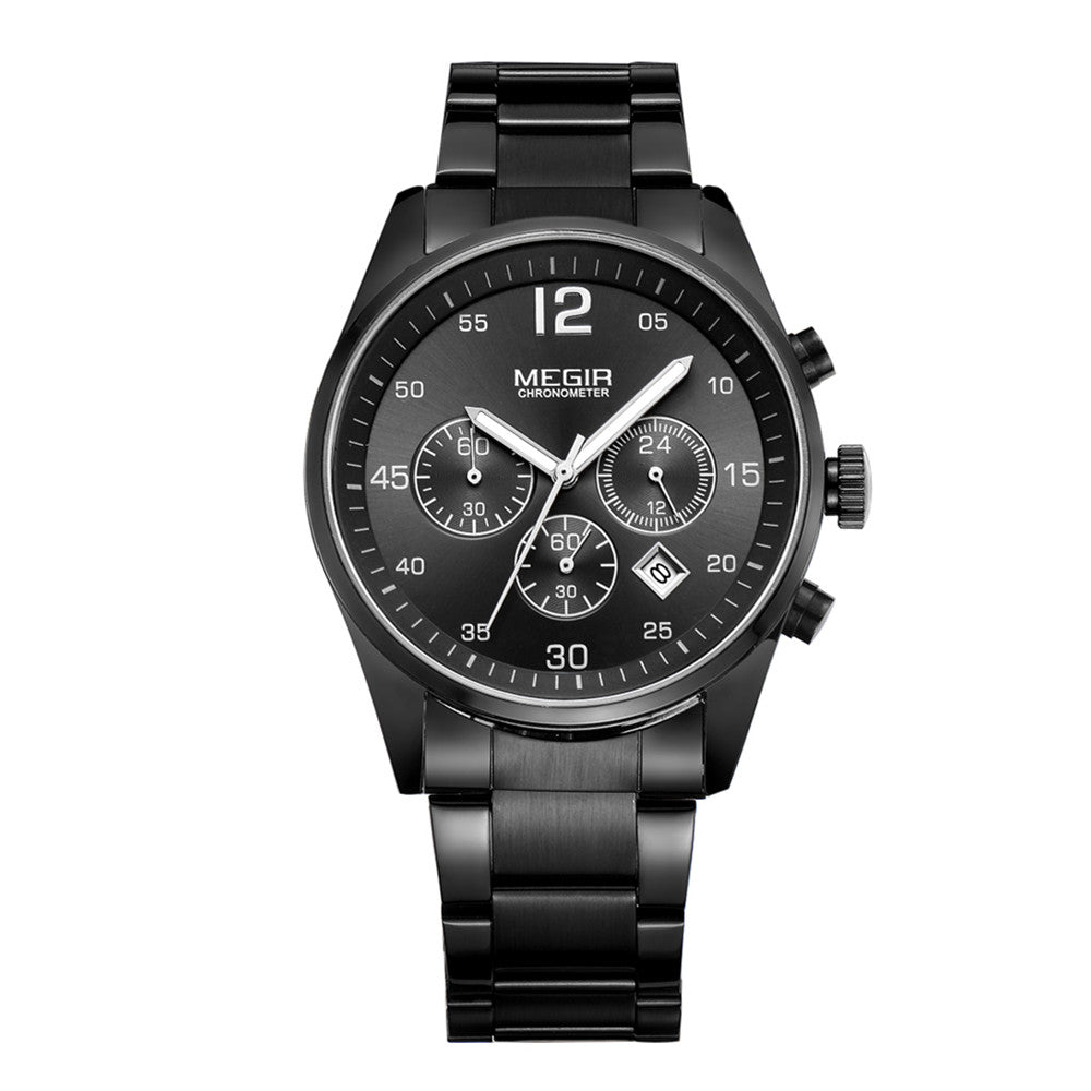 MEGIR Fashion Men Watches Luxury Stainless Steel Business Wristwatch Waterproof Date Quartz Man Clock Relogio Masculino