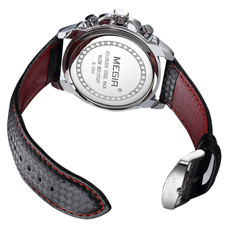 MEGIR Men's Original Sport Watches Leather Strap Quartz Military Waterproof Wristwatch Male Clock Reloj Hombre