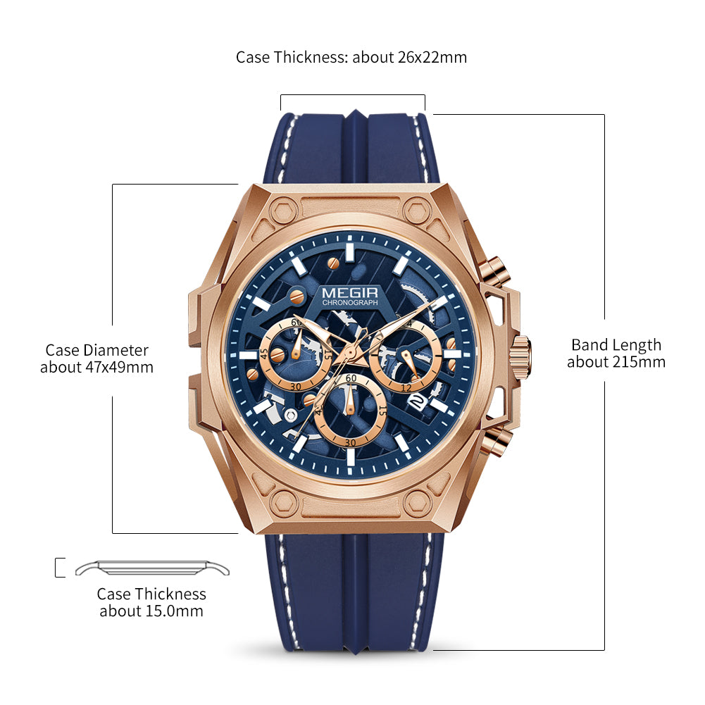 MEGIR Men's Watches Waterproof Sports Wristwatches Quartz Watch Chronograph Luminous Male Clock Calendar Relogio Masculino