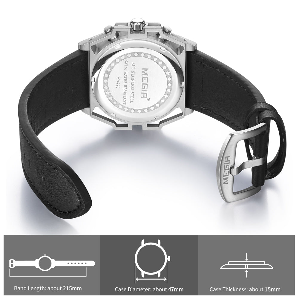 MEGIR Men's Watches Waterproof Sports Wristwatches Quartz Watch Chronograph Luminous Male Clock Calendar Relogio Masculino