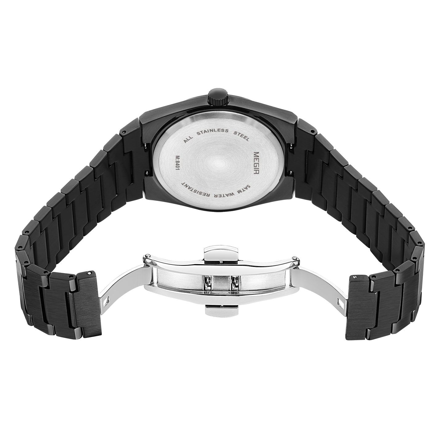 MEGIR Luxury Men Business Wrist Watch Stainless Steel Quartz Watches Waterproof Calendar Fashion Casual Wristwatch Reloj Hombre 8401