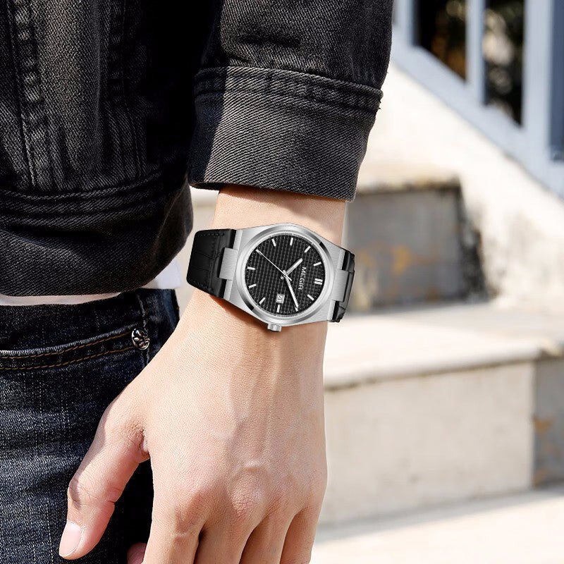 MEGIR Watches for Men Fashion Business Men's Wrist Watch Waterproof Leather Quartz Sport Wristwatch Date Clock Reloj Hombre
