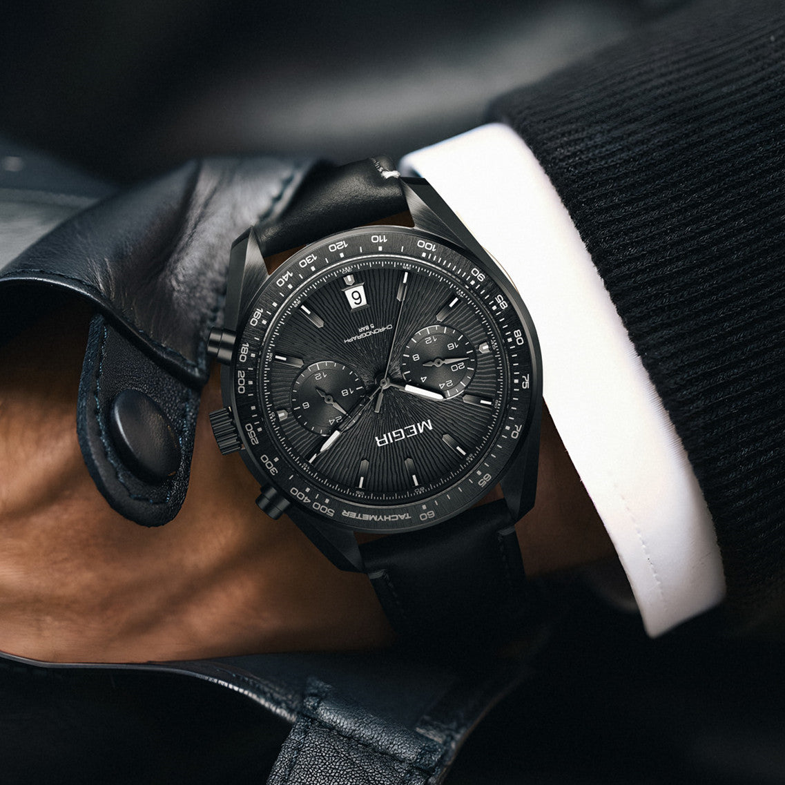 MEGIR Fashion Quartz Watch for Men Top Brand Luxury Sport Military Wristwatch Leather Strap Date Casual Clock Reloj Hombre 8407
