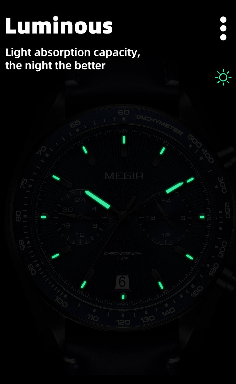 MEGIR Fashion Quartz Watch for Men Top Brand Luxury Sport Military Wristwatch Leather Strap Date Casual Clock Reloj Hombre 8407