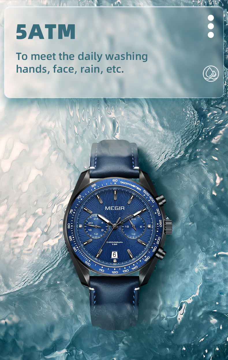MEGIR Fashion Quartz Watch for Men Top Brand Luxury Sport Military Wristwatch Leather Strap Date Casual Clock Reloj Hombre 8407