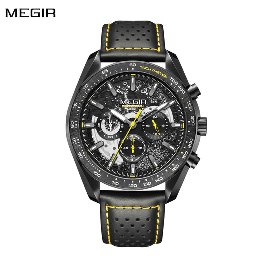 MEGIR Luxury Men's Business Casual Watches Leather Waterproof Quartz Chronograph Male Clock Wristwatch Relogio Masculino