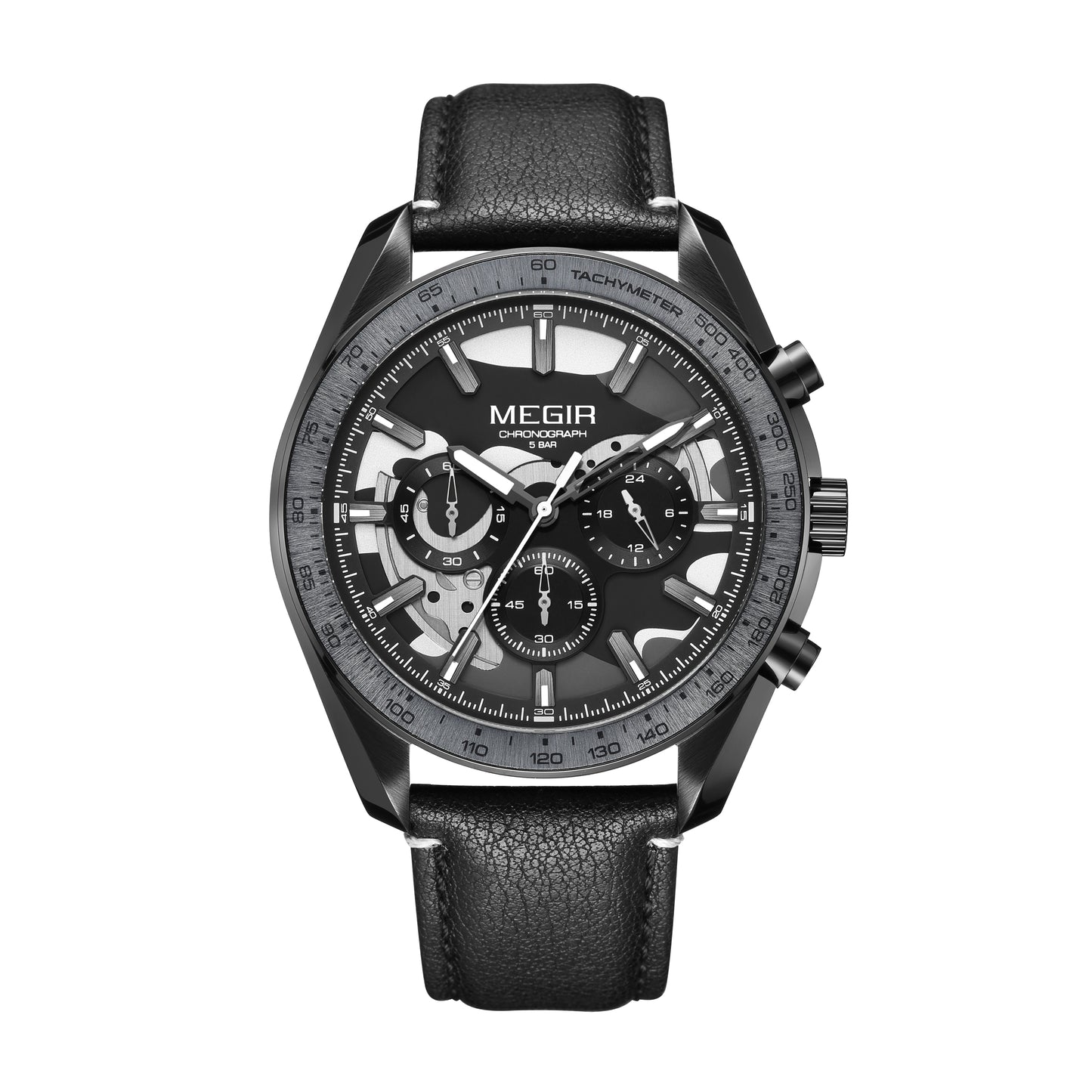 MEGIR Luxury Men's Business Casual Watches Leather Waterproof Quartz Chronograph Male Clock Wristwatch Relogio Masculino