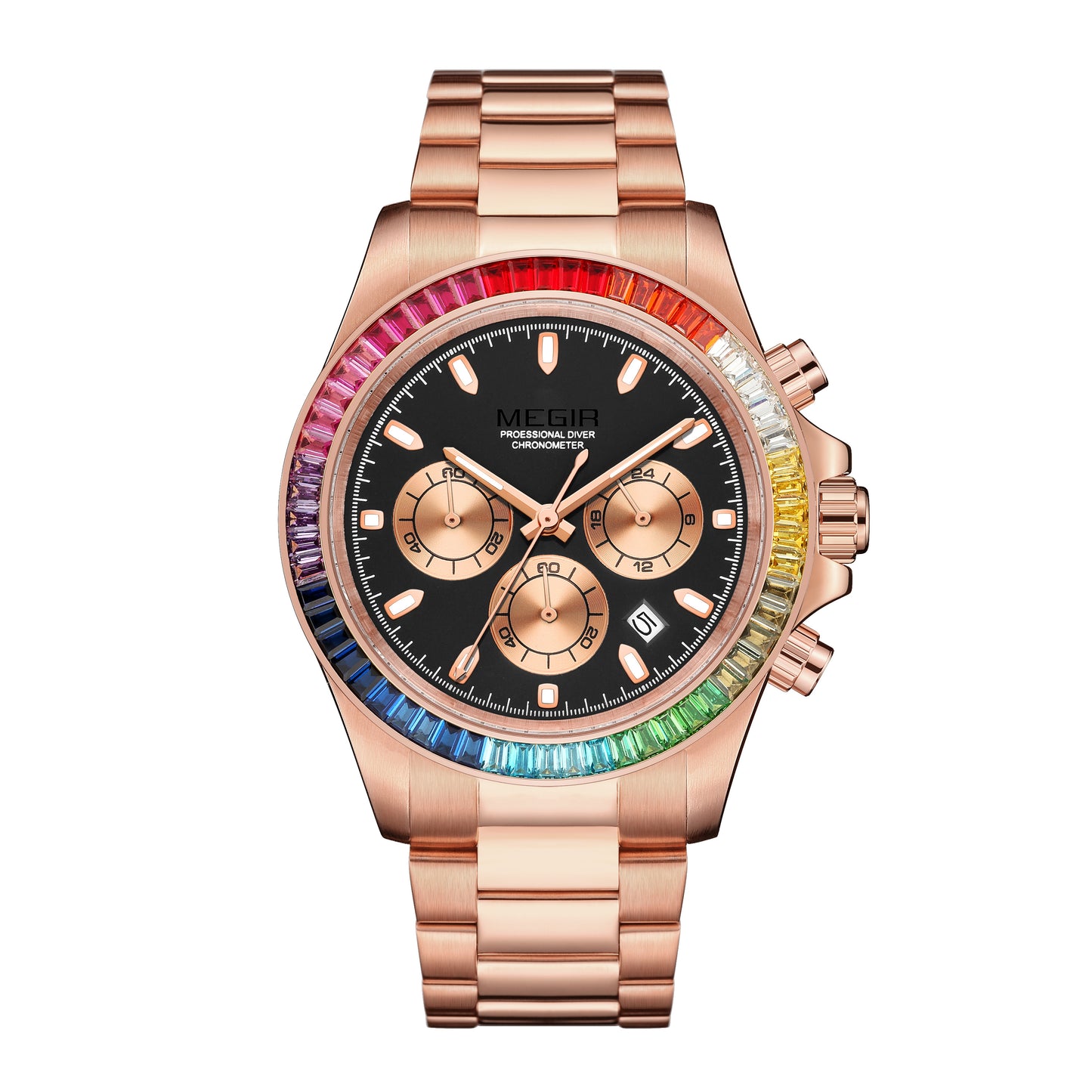 MEGIR Mens Watches Top Brand Luxury Business Wristwatches Stainless Steel Waterproof Date Quartz Chronograph Reloj Hombre 8410