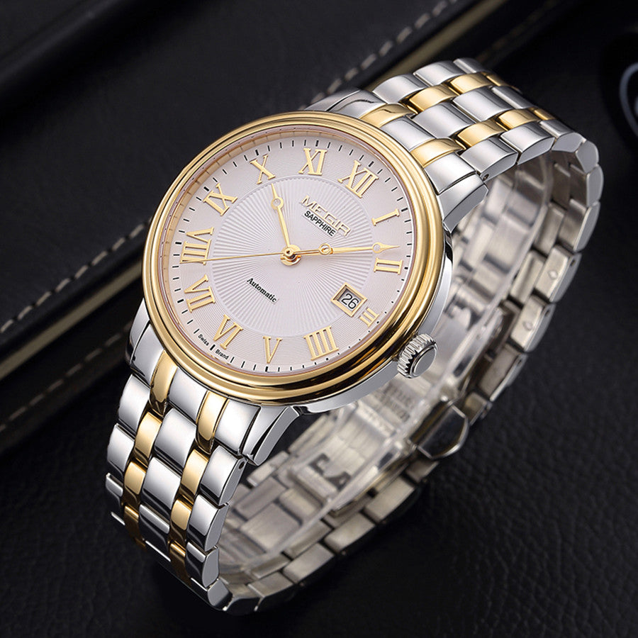 MEGIR Automatic Mechanical Watch Men Stainless Steel Watches Top Brand Luxury Business Wristwatch Male Clock Relogio Masculino