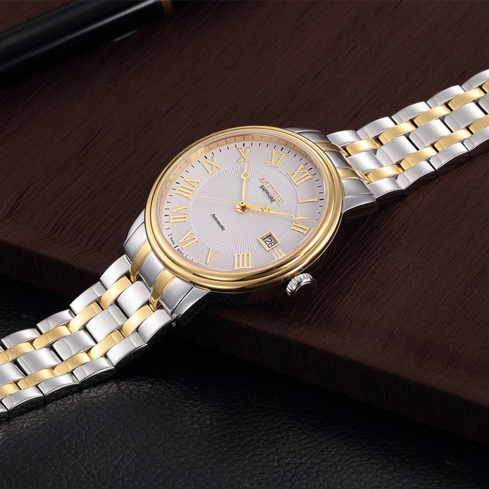 MEGIR Automatic Mechanical Watch Men Stainless Steel Watches Top Brand Luxury Business Wristwatch Male Clock Relogio Masculino