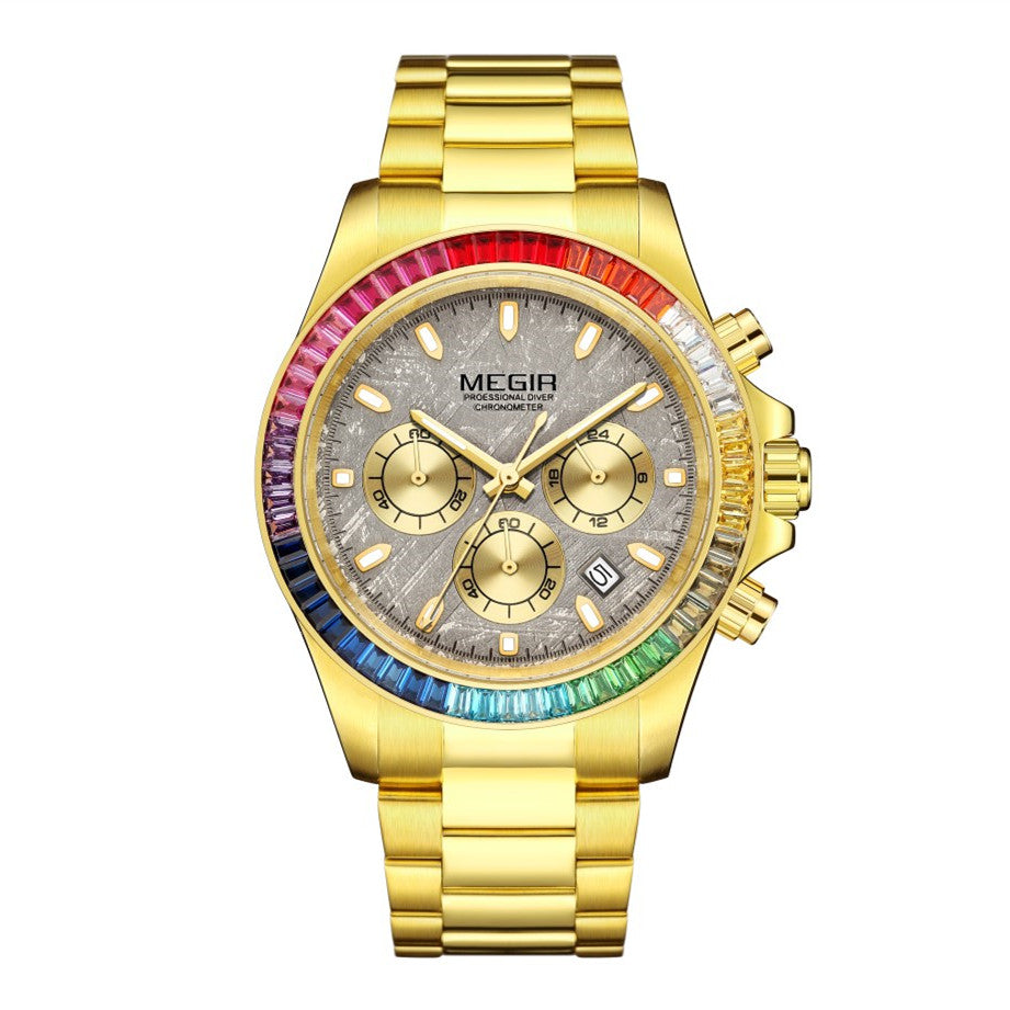 MEGIR Mens Watches Top Brand Luxury Business Wristwatches Stainless Steel Waterproof Date Quartz Chronograph Reloj Hombre 8410