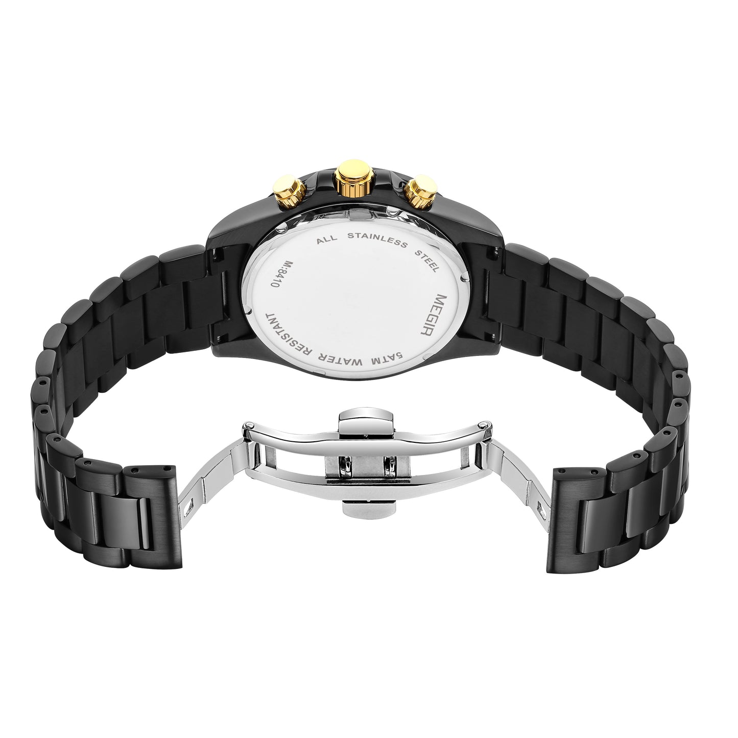 MEGIR Mens Watches Top Brand Luxury Business Wristwatches Stainless Steel Waterproof Date Quartz Chronograph Reloj Hombre 8410