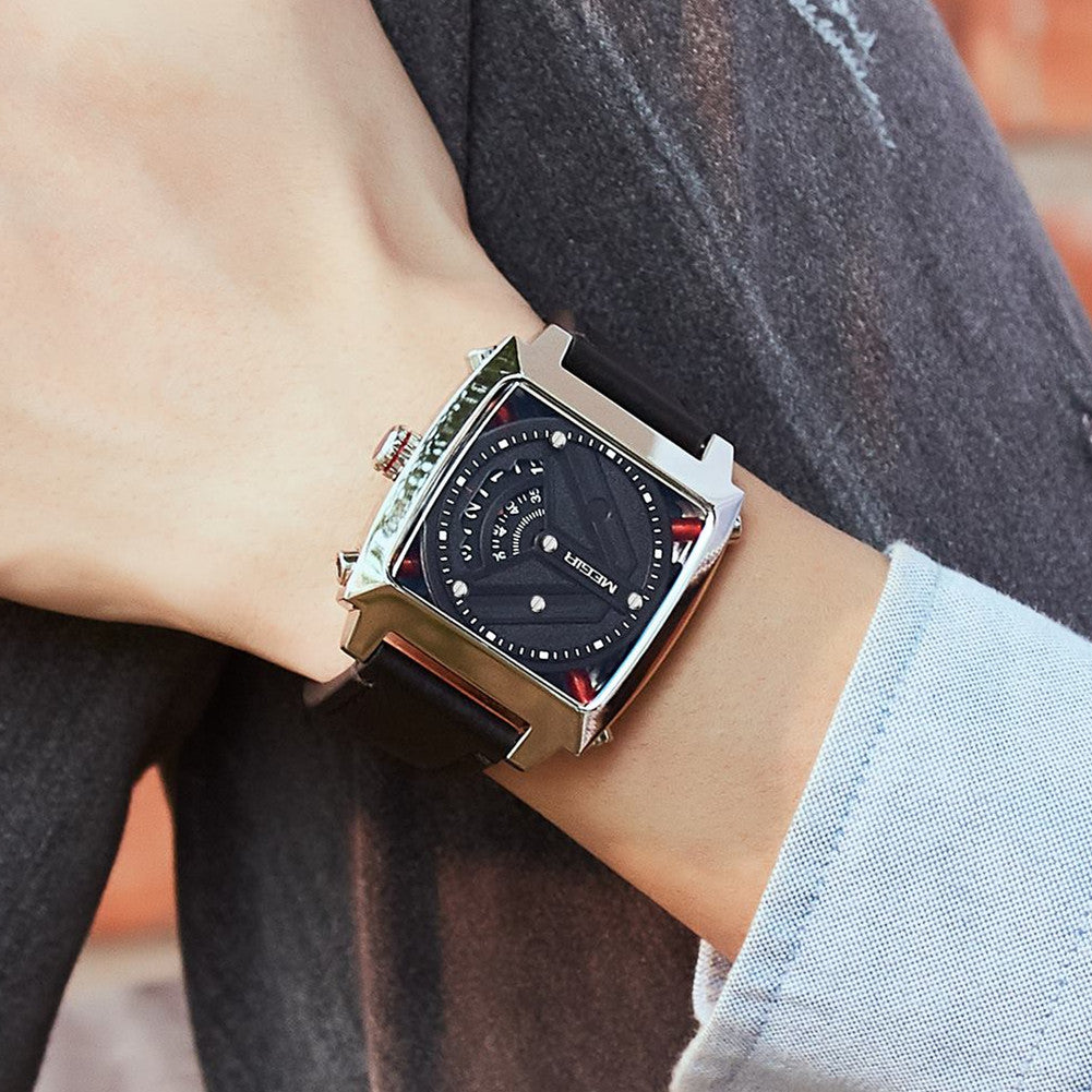 MEGIR Watches for Men Leather Strap Automatic Mechanical Watch Waterproof Business Casual Wristwatch Date Clock Montre Homme