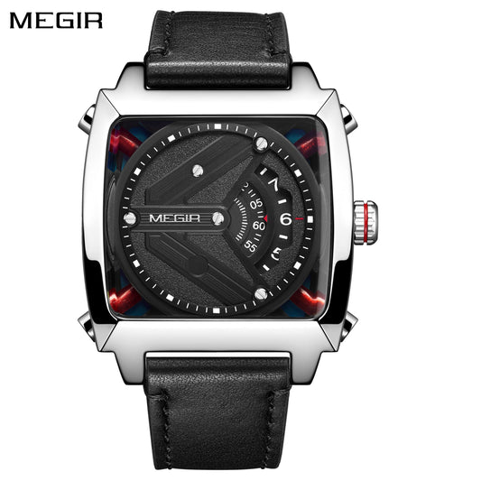 MEGIR Watches for Men Leather Strap Automatic Mechanical Watch Waterproof Business Casual Wristwatch Date Clock Montre Homme