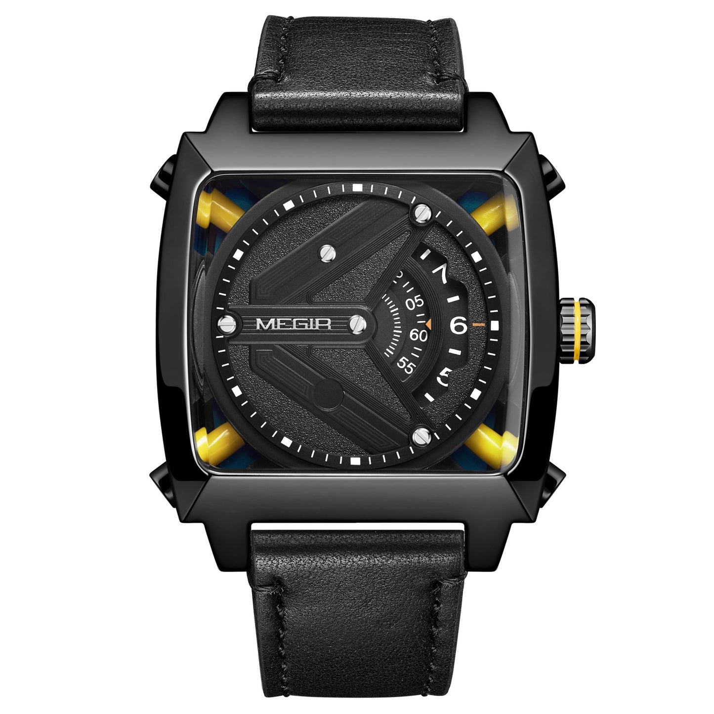 MEGIR Watches for Men Leather Strap Automatic Mechanical Watch Waterproof Business Casual Wristwatch Date Clock Montre Homme