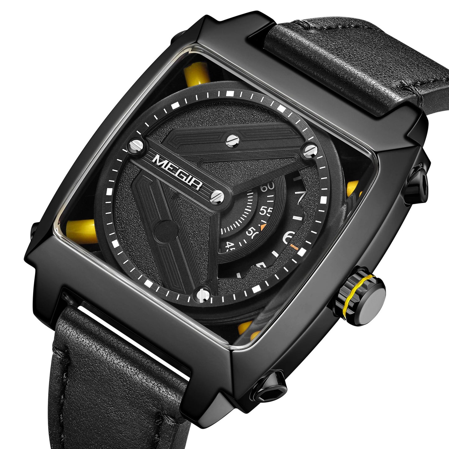 MEGIR Watches for Men Leather Strap Automatic Mechanical Watch Waterproof Business Casual Wristwatch Date Clock Montre Homme