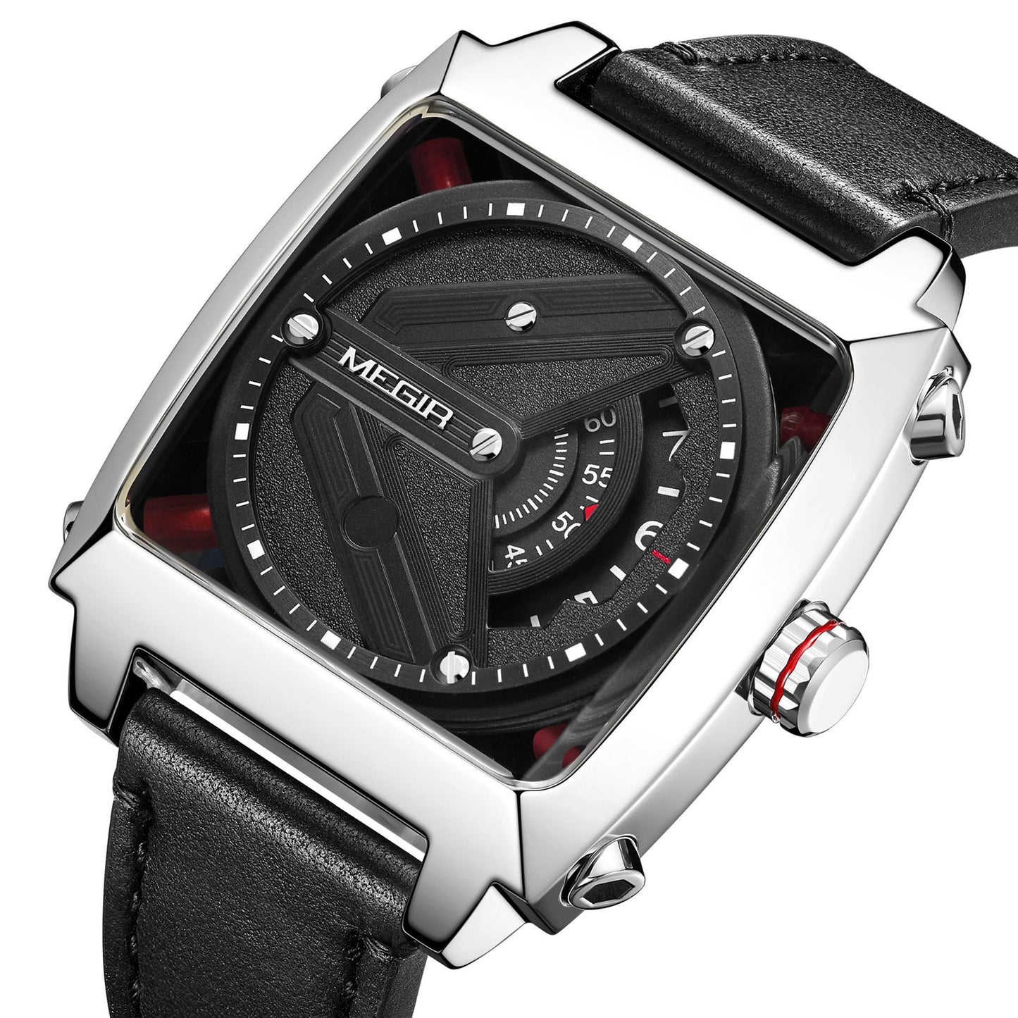 MEGIR Watches for Men Leather Strap Automatic Mechanical Watch Waterproof Business Casual Wristwatch Date Clock Montre Homme