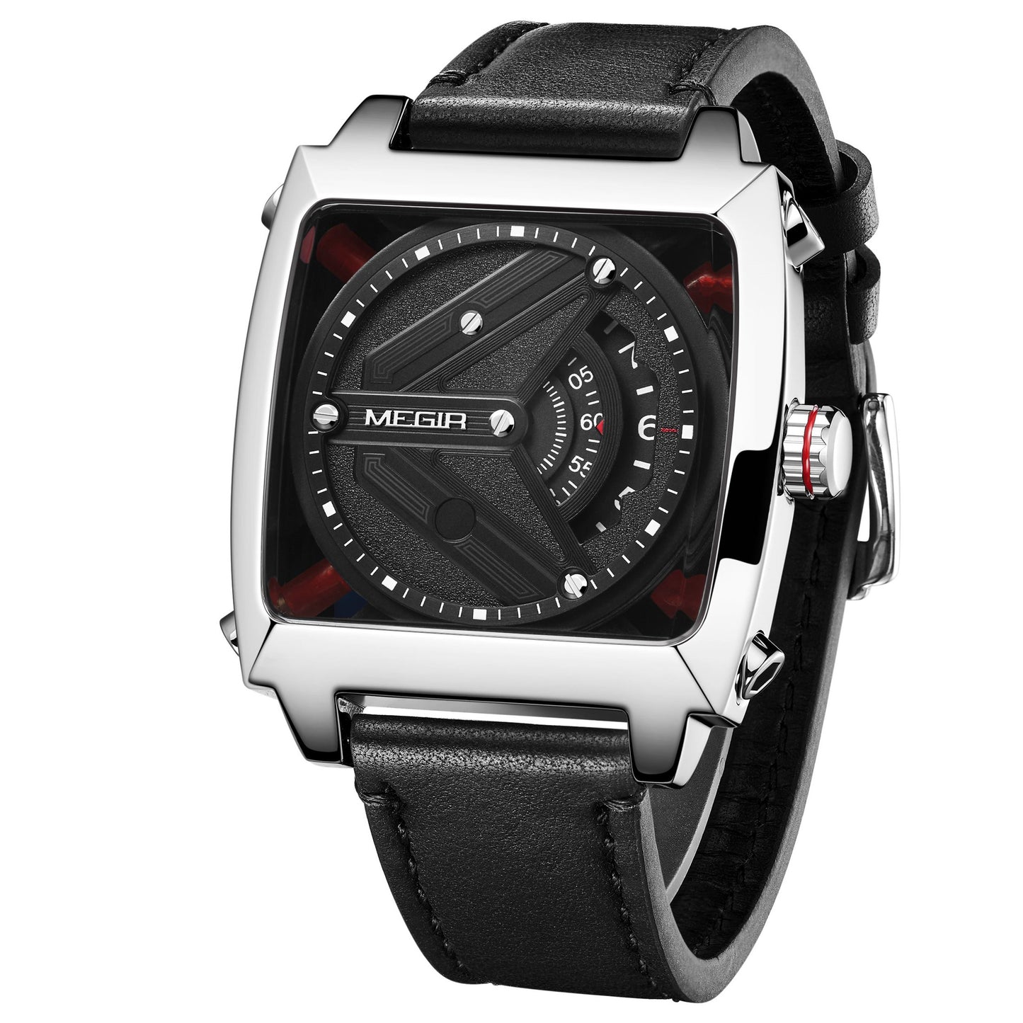 MEGIR Watches for Men Leather Strap Automatic Mechanical Watch Waterproof Business Casual Wristwatch Date Clock Montre Homme
