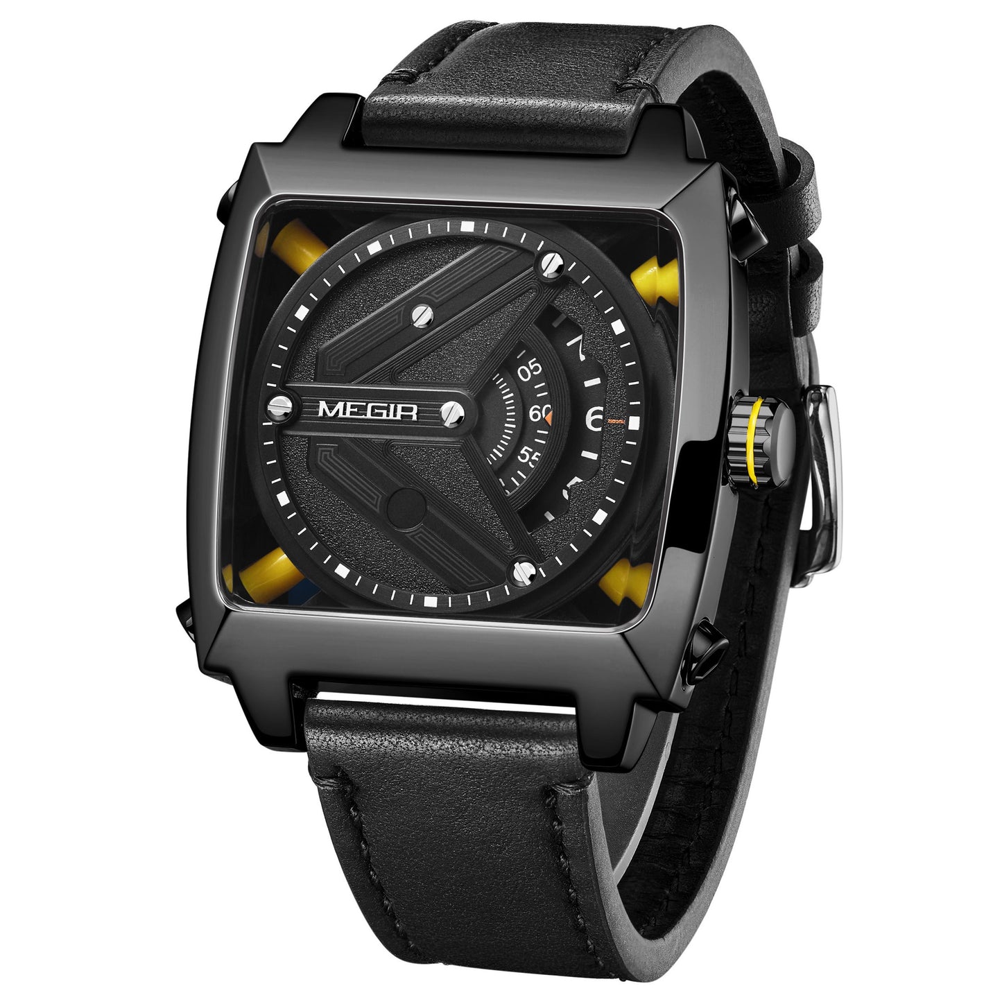 MEGIR Watches for Men Leather Strap Automatic Mechanical Watch Waterproof Business Casual Wristwatch Date Clock Montre Homme