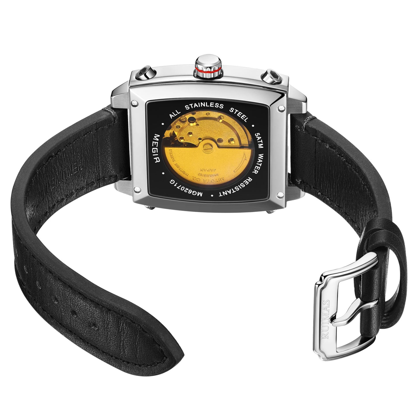 MEGIR Watches for Men Leather Strap Automatic Mechanical Watch Waterproof Business Casual Wristwatch Date Clock Montre Homme