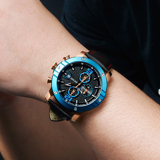 MEGIR Fashion Men's Quartz Watch Top Brand Luxury Business Casual Wristwatch Leather Strap Military Sports Watch Male Clock 2046