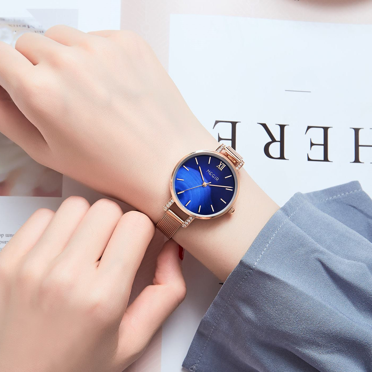 MEGIR Fashion Quartz Women Bracelet Watches Luxury Casual Ladies Dress Clock Female Steel Mesh Band Wristwatch Relogio Feminino