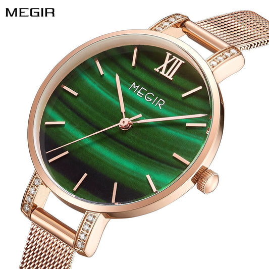 MEGIR Fashion Quartz Women Bracelet Watches Luxury Casual Ladies Dress Clock Female Steel Mesh Band Wristwatch Relogio Feminino