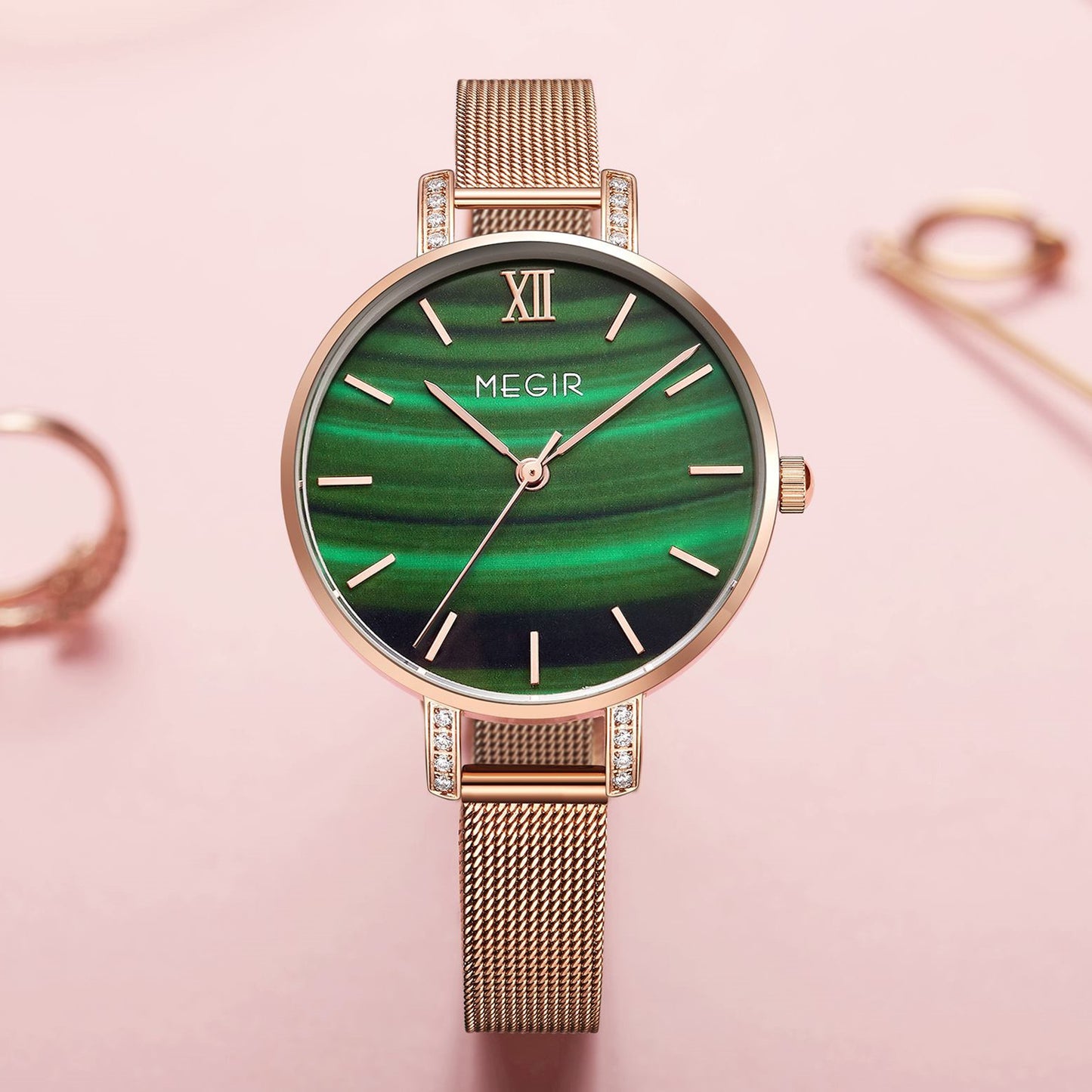 MEGIR Fashion Quartz Women Bracelet Watches Luxury Casual Ladies Dress Clock Female Steel Mesh Band Wristwatch Relogio Feminino