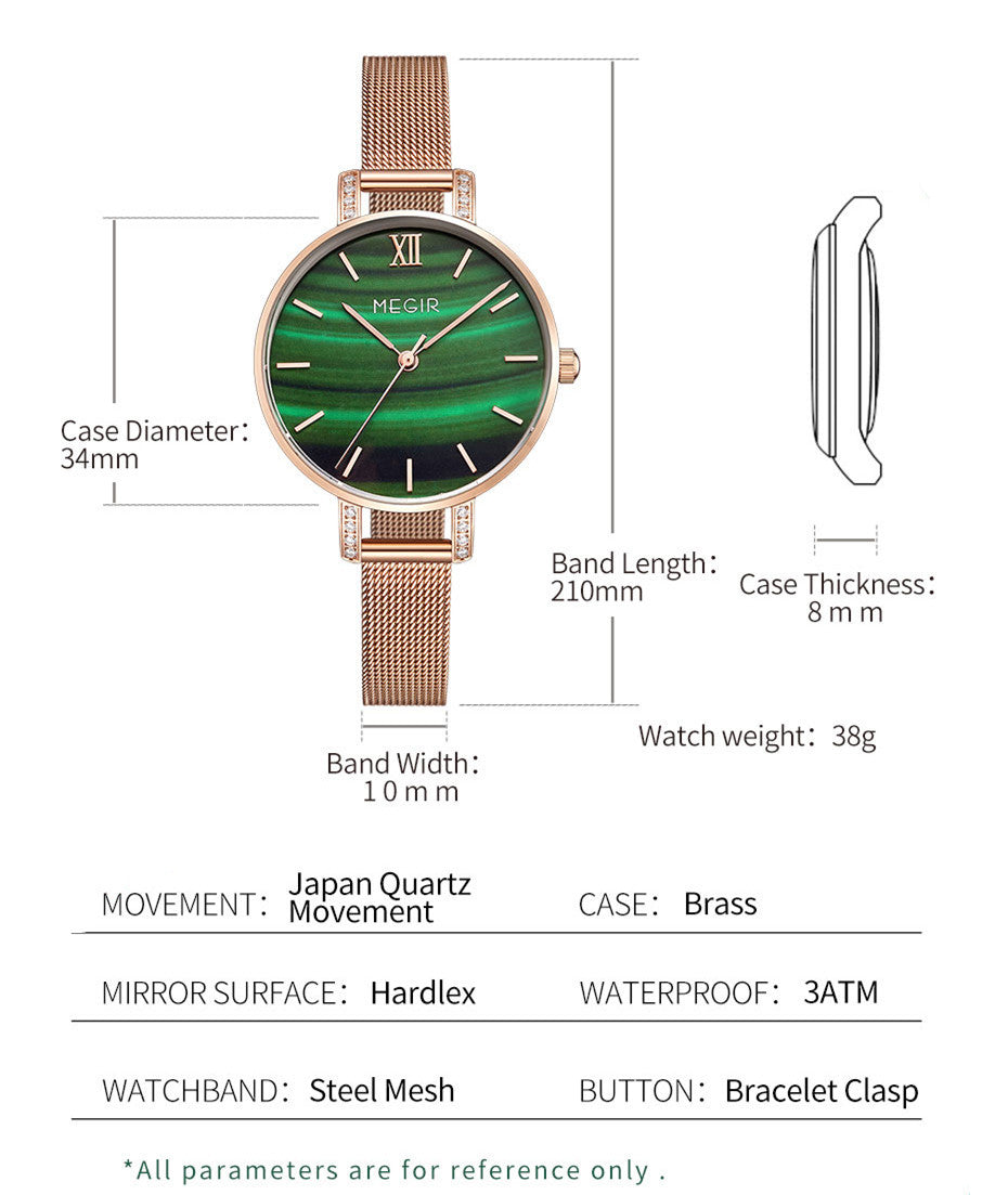 MEGIR Fashion Quartz Women Bracelet Watches Luxury Casual Ladies Dress Clock Female Steel Mesh Band Wristwatch Relogio Feminino