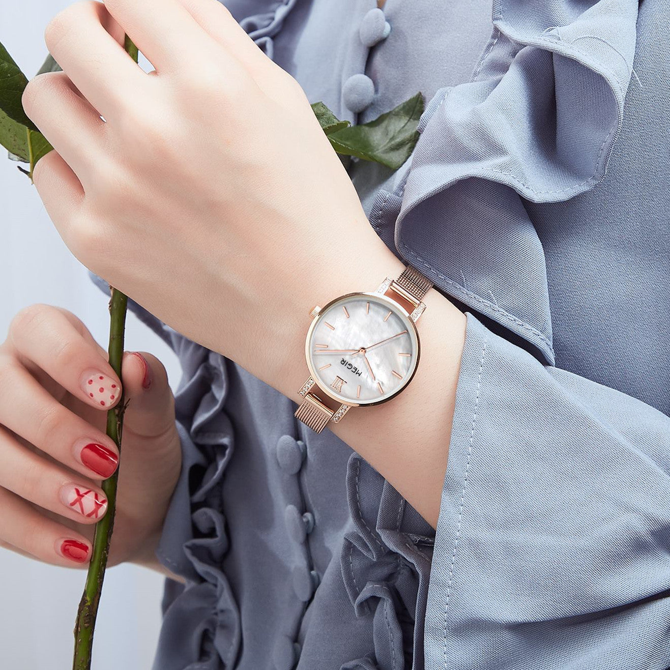 MEGIR Fashion Quartz Women Bracelet Watches Luxury Casual Ladies Dress Clock Female Steel Mesh Band Wristwatch Relogio Feminino