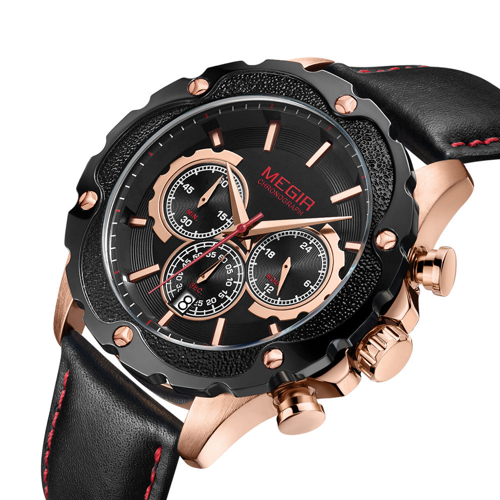 MEGIR Luxury Sports Watches for Men Waterproof Quartz Wrist Watch Chronograph Fashion Leather Military Clock Reloj Hombre 2070