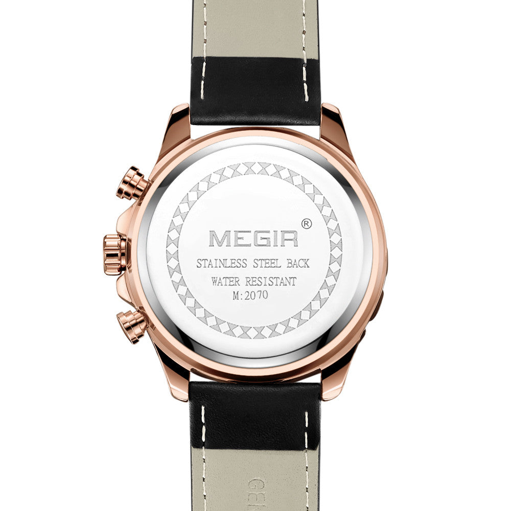 MEGIR Luxury Sports Watches for Men Waterproof Quartz Wrist Watch Chronograph Fashion Leather Military Clock Reloj Hombre 2070