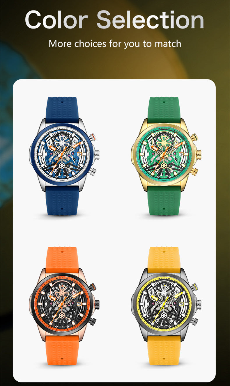 MEGIR Sports Watches Brand Luxury Wrist Watch Clock for Men Silicone Strap Luminous Quartz Big Dial Wristwatch Relogio Masculino