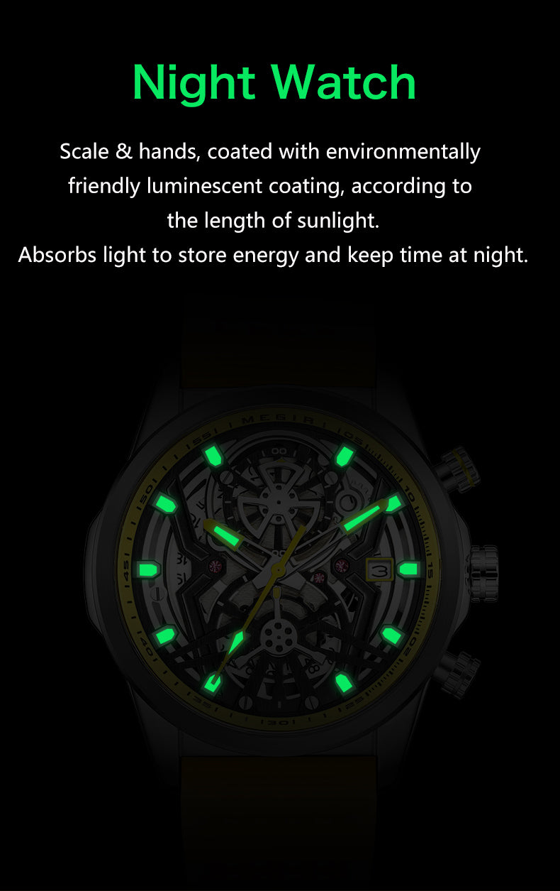 MEGIR Sports Watches Brand Luxury Wrist Watch Clock for Men Silicone Strap Luminous Quartz Big Dial Wristwatch Relogio Masculino