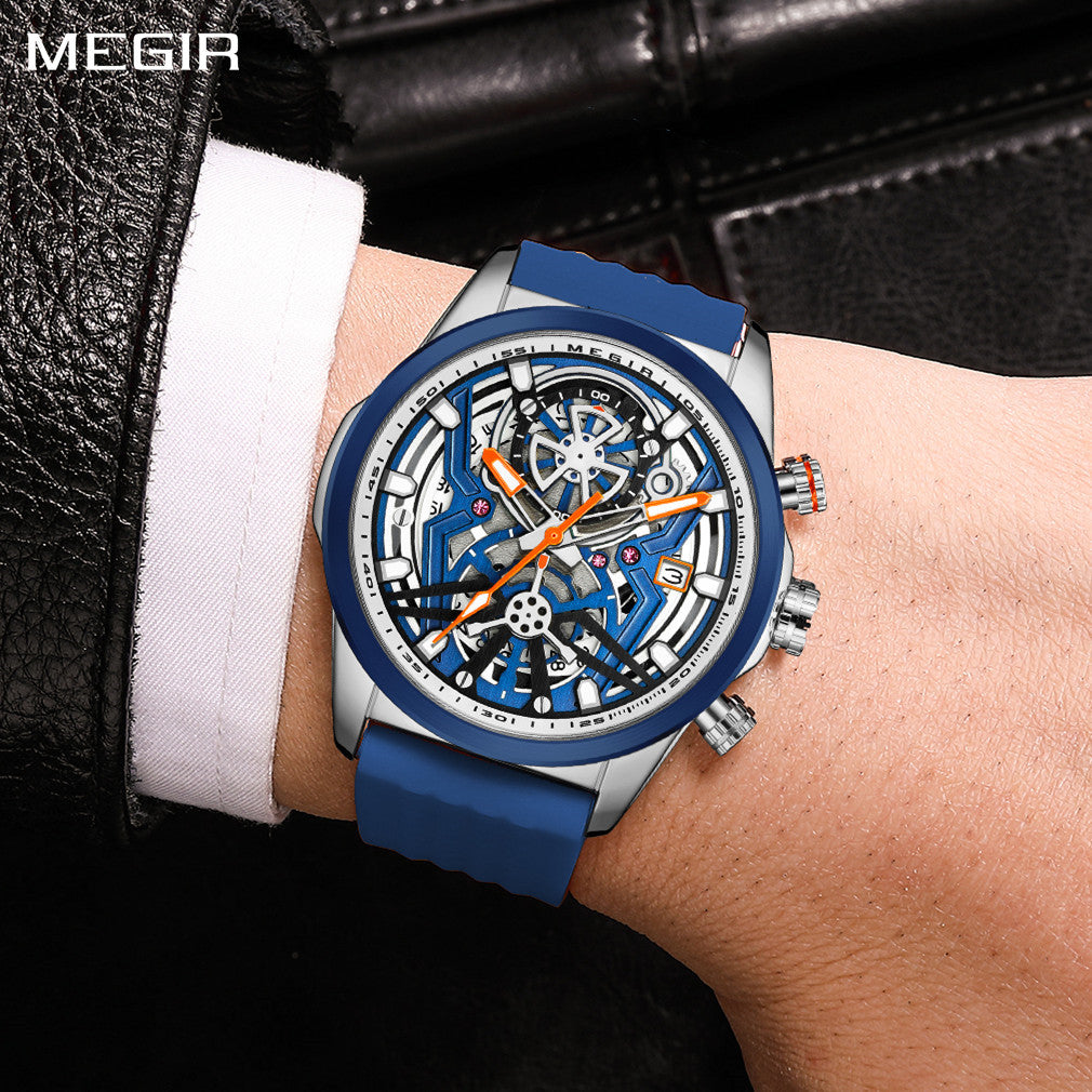MEGIR Sports Watches Brand Luxury Wrist Watch Clock for Men Silicone Strap Luminous Quartz Big Dial Wristwatch Relogio Masculino