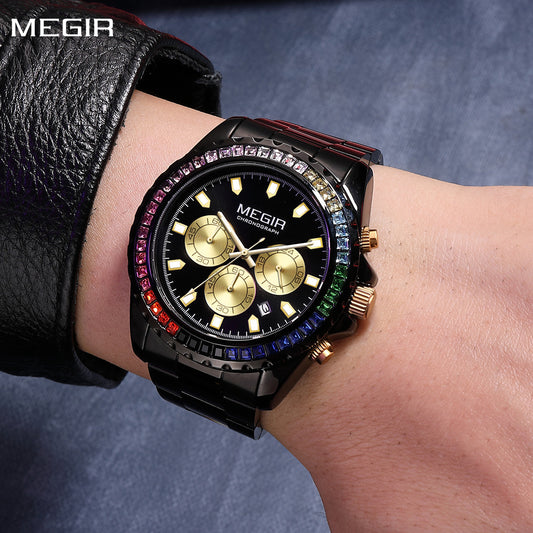 MEGIR Men Watches Brand Luxury Military Wristwatch Waterproof Steel Strap Quartz Chronograph Date Clock Male Relogio Masculino