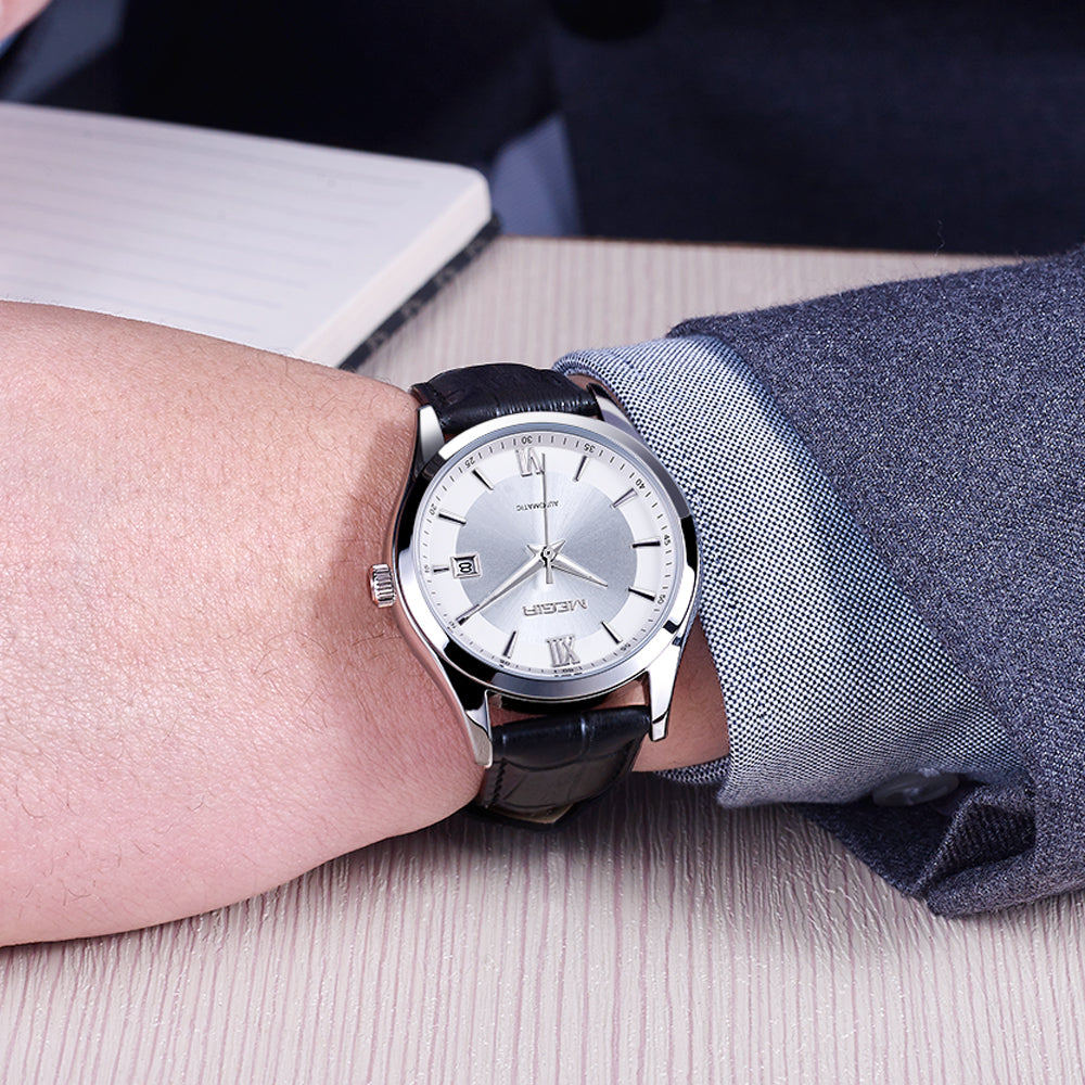 MEGIR Original Brand Men's Watches Automatic Mechanical Watch 5Bar Waterproof Leather Luxury Wristwatch Clock Relogio Masculino