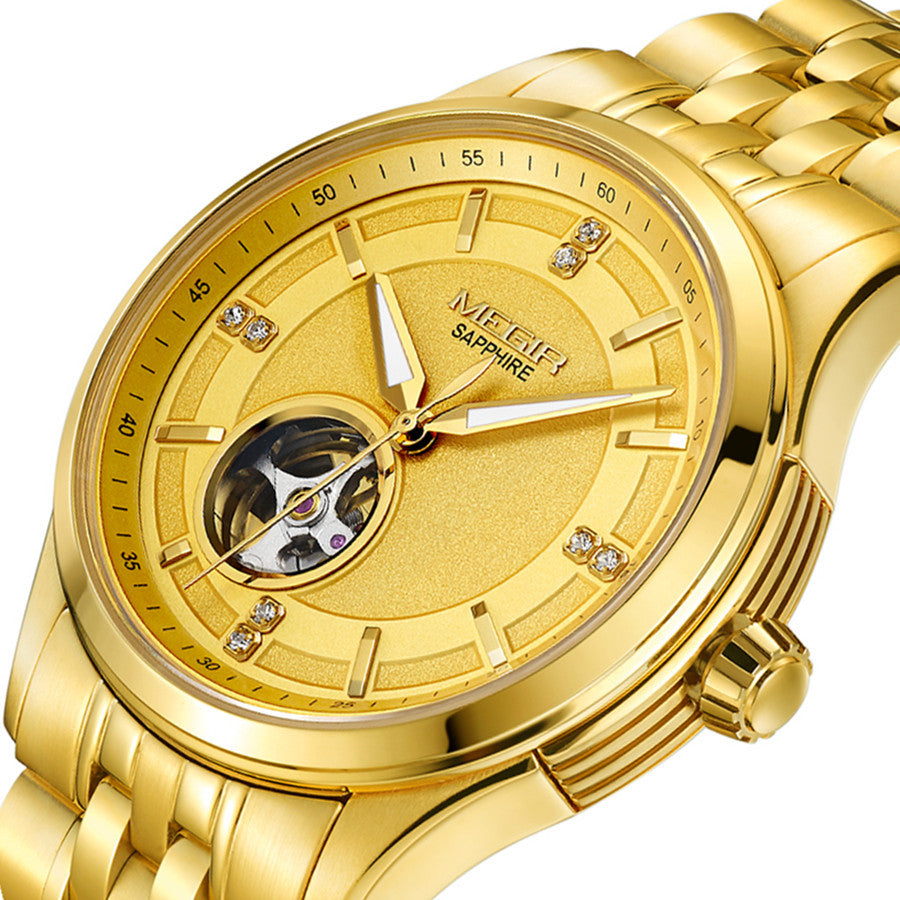 MEGIR Top Brand Luxury Business Watch Men Stainless Steel Waterproof Automatic Mechanical WristWatch Clock Big Dial Montre Homme