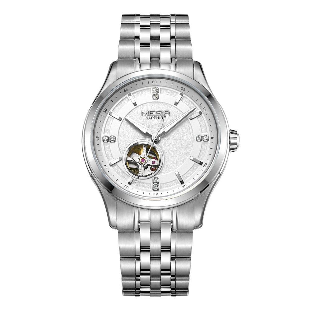 MEGIR Top Brand Luxury Business Watch Men Stainless Steel Waterproof Automatic Mechanical WristWatch Clock Big Dial Montre Homme