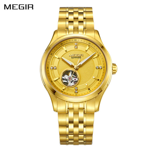 MEGIR Top Brand Luxury Business Watch Men Stainless Steel Waterproof Automatic Mechanical WristWatch Clock Big Dial Montre Homme