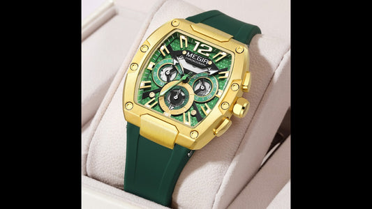 MEGIR Chronograph Luxury Sport Quartz Watch Men Waterproof Luminous Silicone Casual Big Dial Wristwatch Auto Date Reloj Hombre