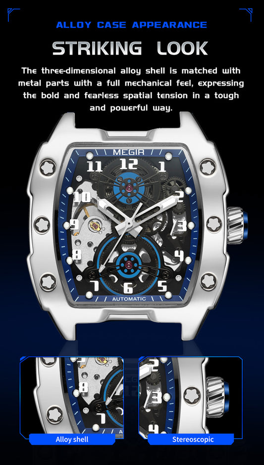 MEGIR New Men Watches Luxury Brand Automatic Mechanical Watch Silicone Strap Sports Casual Wristwatch Waterproof Clock Male Gift
