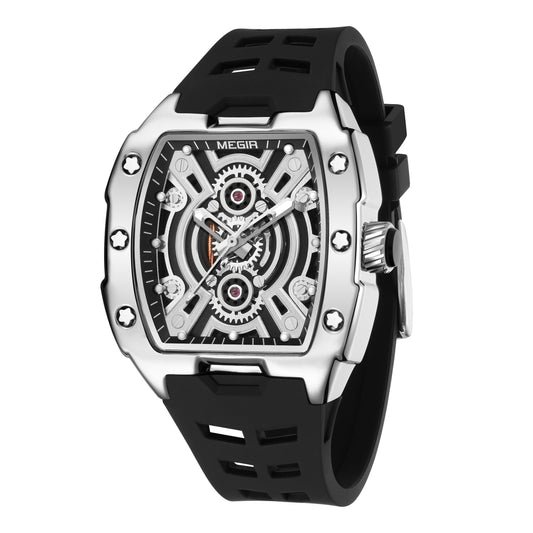 MEGIR New Sport Watches for Men Waterproof Male Military Quartz Wristwatch Silicone Strap Large Dial Luminous Watch Montre Homme