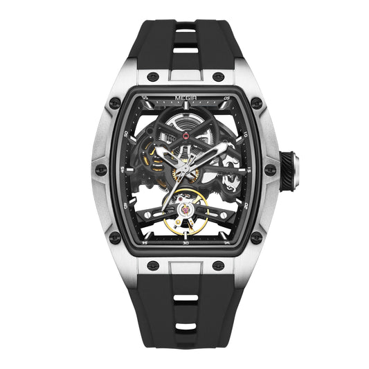 MEGIR 100% Original Fashion Men Watches Automatic Mechanical Watch Steel Case Sport Skeleton Wristwatch Waterproof Clock Reloj Hombre