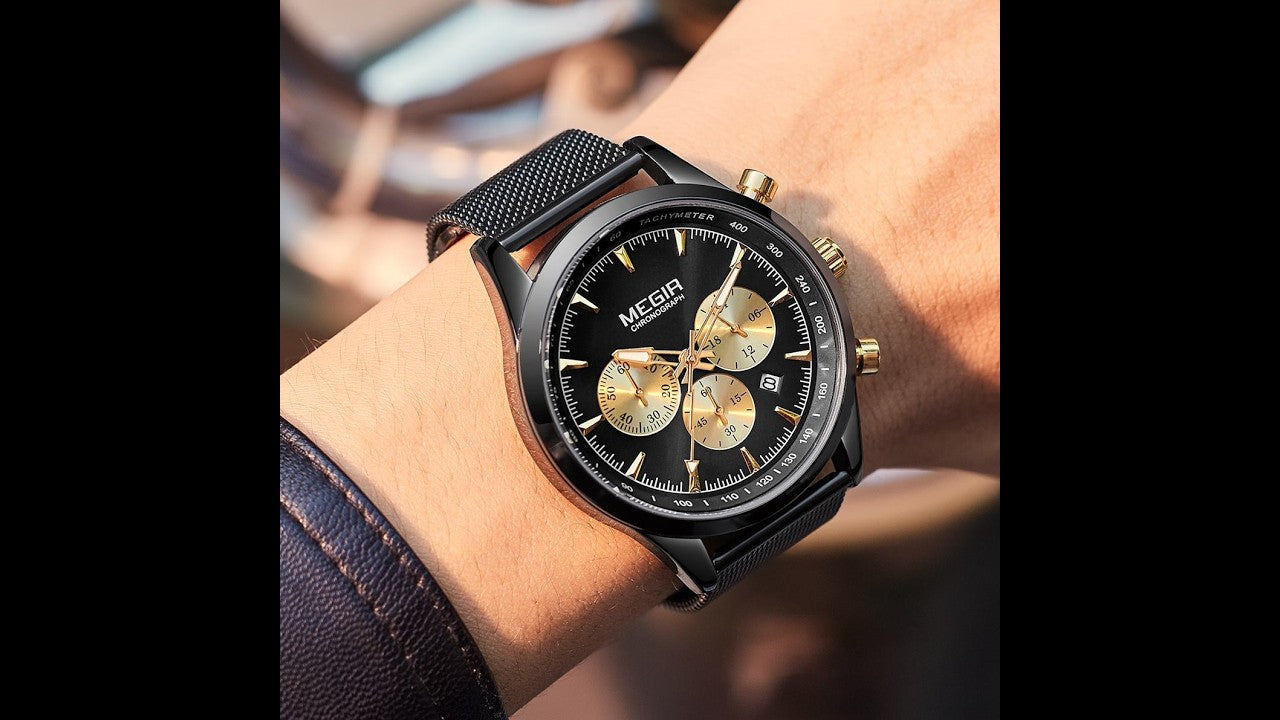 MEGIR Fashion Watch for Men Top Luxury Big Dial Business Quartz Watches Waterproof Steel Wrist Watch Clock Relogio Masculino