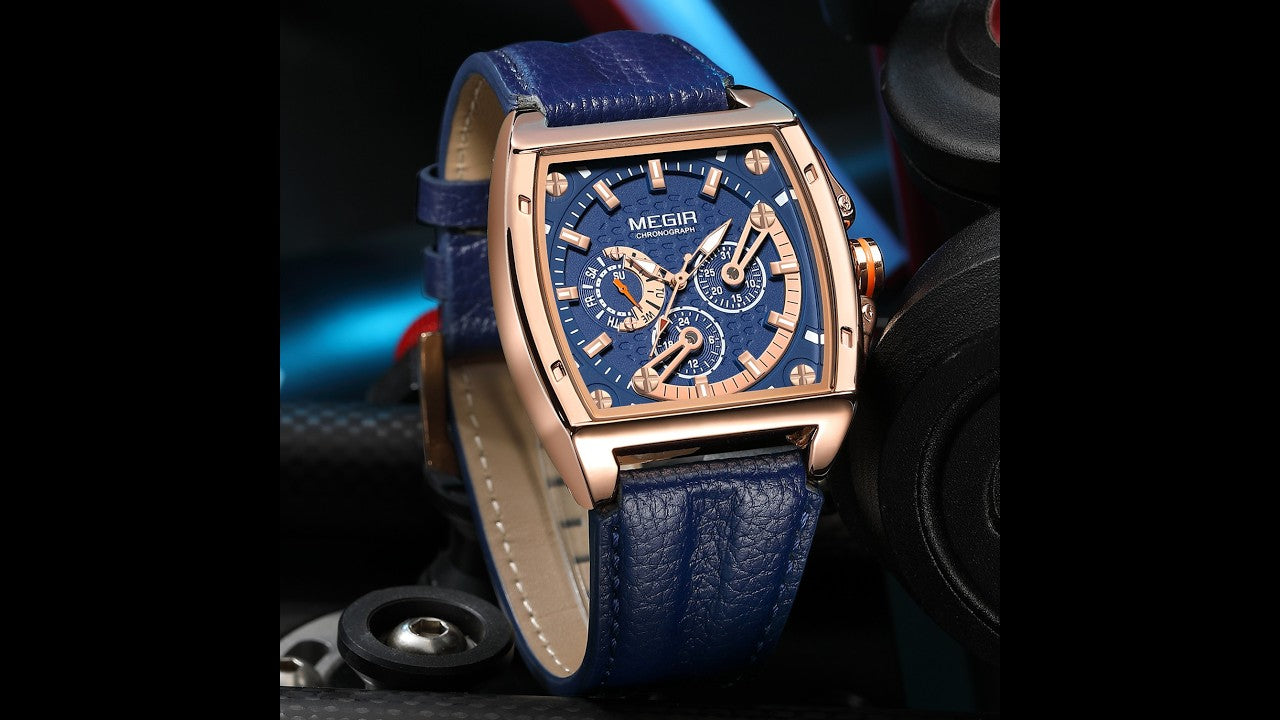 MEGIR Fashion Mens Watches Brand Luxury Waterproof Military WristWatch Leather Sport Quartz Date Weeds Clock Reloj Hombre